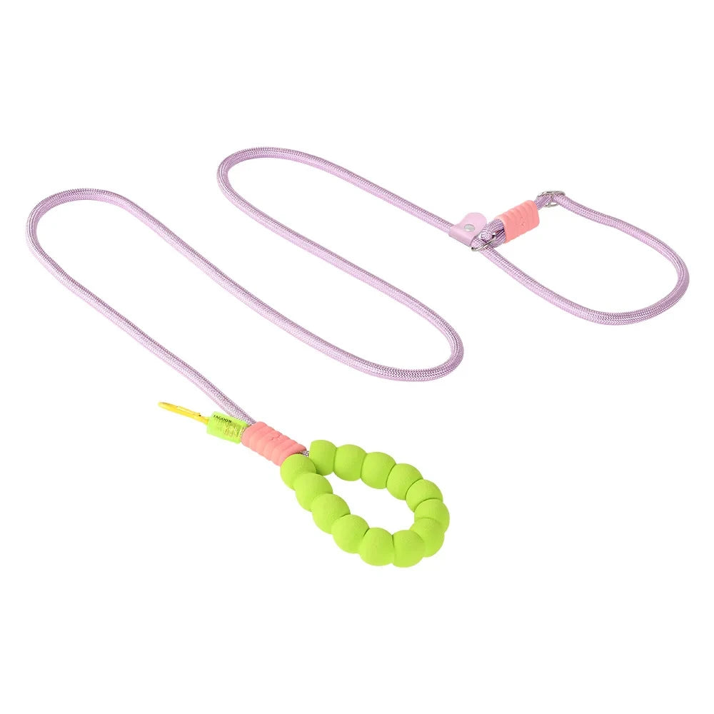 220cm Pet Dog Training Round Rope Light Weight Nylon P Chain Collar Adjustable for Small Medium Dogs Walking Leash Pet Supplies