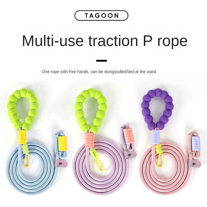 220cm Pet Dog Training Round Rope Light Weight Nylon P Chain Collar Adjustable for Small Medium Dogs Walking Leash Pet Supplies