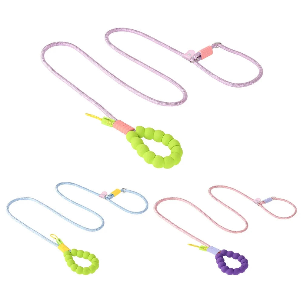 220cm Pet Dog Training Round Rope Light Weight Nylon P Chain Collar Adjustable for Small Medium Dogs Walking Leash Pet Supplies