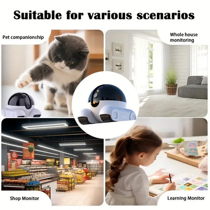 Pet Surveillance Camera | 360° Robot Camera,Baby Pet Camera, Bidirectional Dialogue,Motion Detection,Dog/Cat/Baby/Elderly
