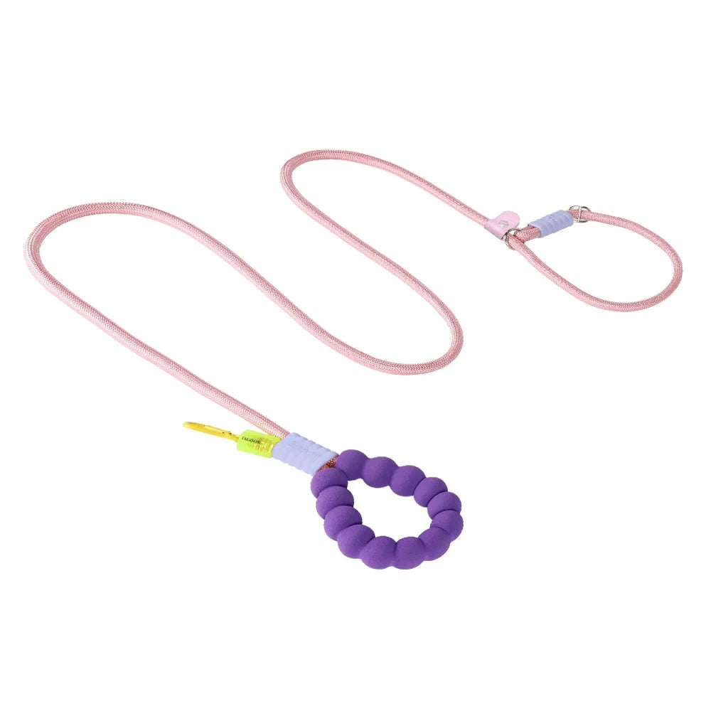 220cm Pet Dog Training Round Rope Light Weight Nylon P Chain Collar Adjustable for Small Medium Dogs Walking Leash Pet Supplies